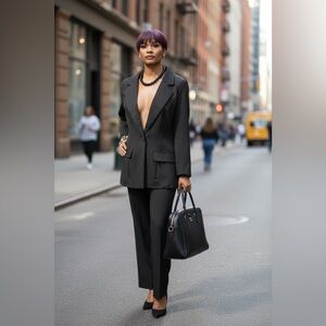 Black Blazer and Pants Set Amazing Fit And Believably Comfortable For a Nite Out